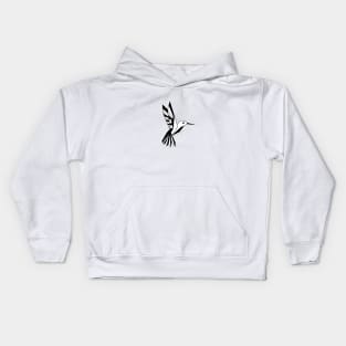 Geometric hummingbird in black and white Kids Hoodie